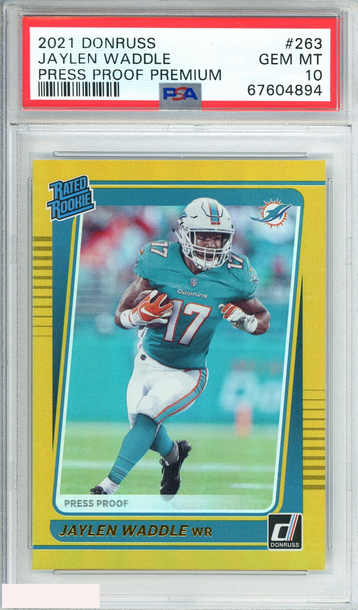 2021 PANINI DONRUSS JAYLEN WADDLE #263 PRESS PROOF PREMIUM RC PSA 10 GEM MT