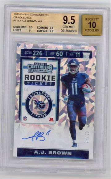 AJ Brown 2019 Contenders Cracked Ice BGS 9.5
