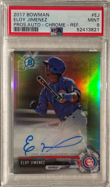 2017 Eloy Jimenez Prospect Auto Chrome Refractor #EJ Ref PSA 9