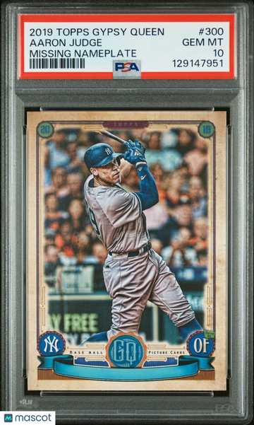 2019 Topps Gypsy Queen Aaron Judge #300 Missing Nameplate PSA 10