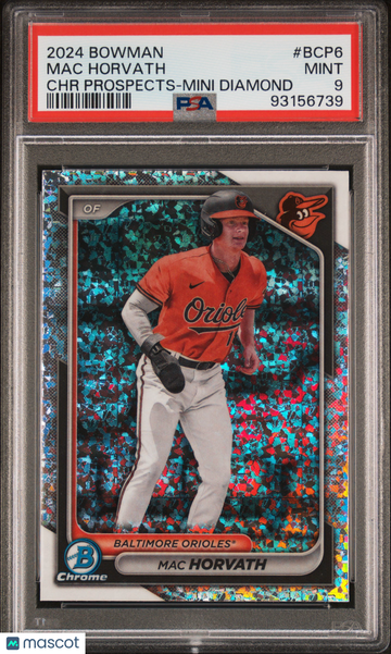 2024 Bowman Chrome Prospects Mac Horvath #BCP6 Mini Dia Ref PSA 9