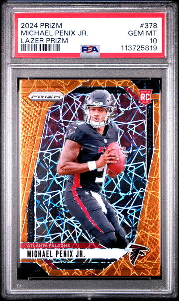 2024 PANINI NFL PRIZM MICHAEL PENIX JR. LAZER PRIZM #378 RC ROOKIE PSA 10