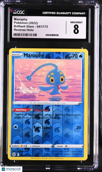 2022 Pokémon Brilliant Stars Manaphy Reverse Holo CGC 8 #041/172