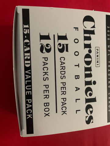 2020-21 panini chronicles football cello box, 12 packs per box, fat pack 