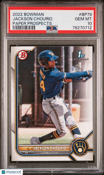 2022 Bowman Jackson Chourio Paper Prospects #BP79 PSA 10