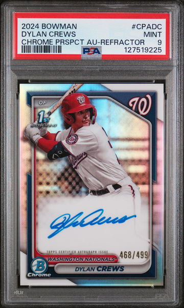 2024 Bowman Chrome Prospect Autograph Refractor Dylan Crews #CPADC /499 PSA 9