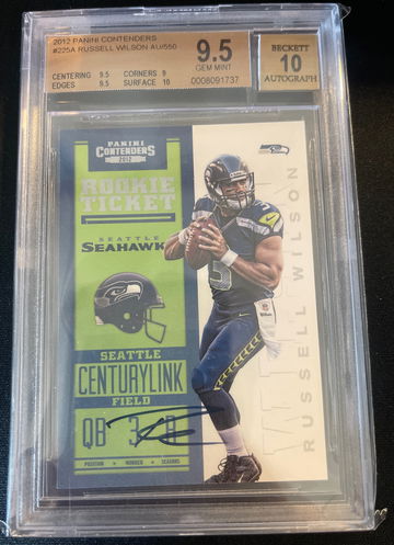 2012 Panini Contenders Russell Wilson Rookie Ticket Auto BGS 9.5 / 10
