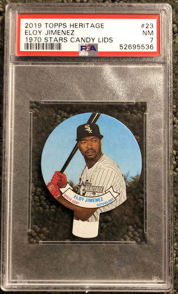 2019 Topps Heritage Eloy Jimenez 1970 Stars Candy Lids PSA 7