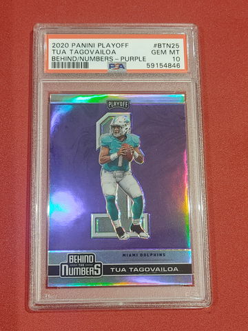 2020 Panini Playoff Purple Behind The Numbers Miami Dolphins Tua Tagovailoa Rookie