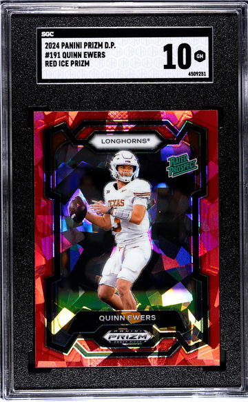 2024 Panini Prizm Draft Picks Red Ice Prizm Quinn Ewers #191 SGC 10