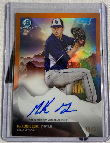 2018 Bowman Chrome Mackenzie Gore Orange Auto /25 Peaks Of Potential