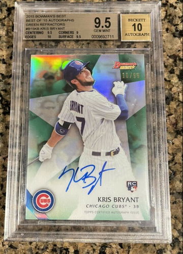 2015 Bowman's Best Best Of 15 Kris Bryant Autograph RC Green Ref BGS 9.5/10 #/99