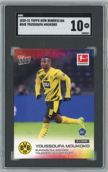2020-21 YOUSSOUFA MOUKOKO TOPPS NOW BUNDESLIGA #045 RC SGC 10 GEM MINT