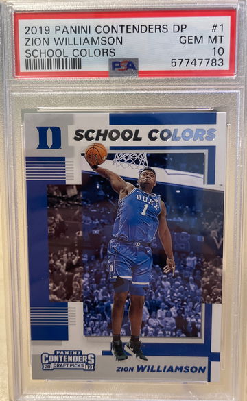 2019 Panini Contenders Draft Picks Zion Williamson #1 PSA 10 School Colors