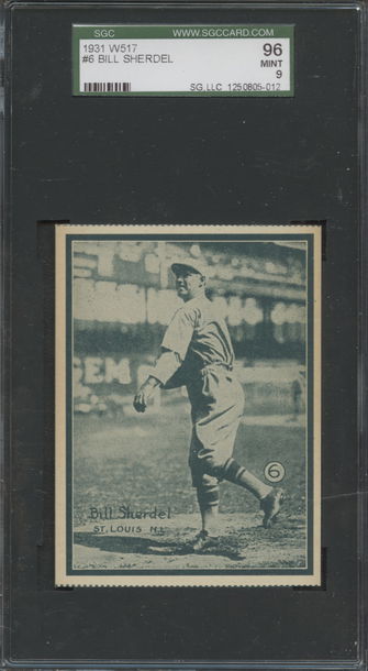 1931 W517 #6 Bill Sherdel St. Louis Cardinals SGC 96 Mint 9