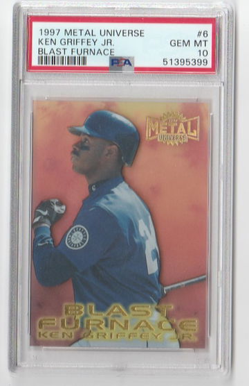 PSA 10 GEM MINT  1997 METAL UNIVERSE KEN GRIFFEY JR BLAST FURNACE #6
