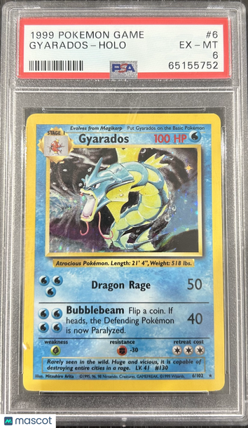 1999 Pokemon Game Gyarados Holo PSA 6 #6