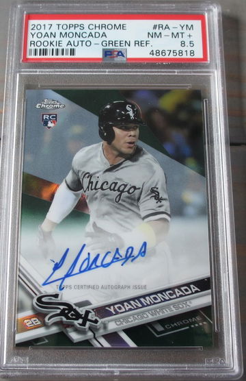 Yoan Moncada RC 2017 Topps Chrome Rookie Autograph Green Refractor #/99 #RAYM PSA 8.5