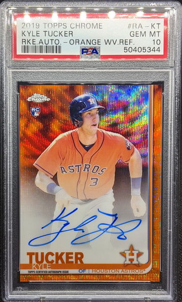 2019 Topps Chrome Kyle Tucker Orange Wave Refractor Auto /25 PSA 10