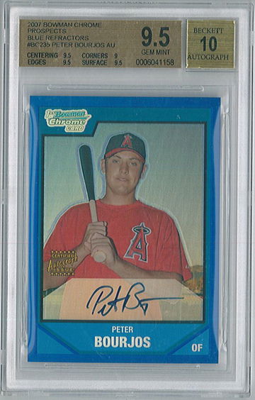 2007 Bowman Chrome Peter Bourjos #BC235 Blue Refractor BGS 9.5 Auto 10 /150 Angels