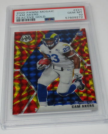 2020 Mosaic Ractive Gold Cam Akers PSA 10