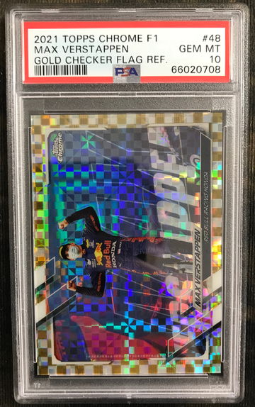 2021 Topps chrome f1 formula 1 max verstappen gold checker flag refractor /50 #48 psa10
