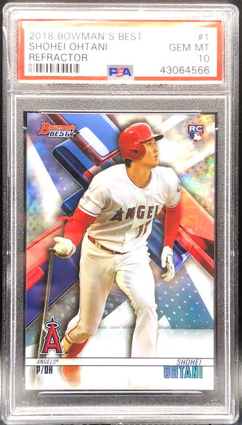 2018 Bowman Best Shohei Ohtani RC Rookie Refractor PSA 10 (Crack Upper Left Front Slab)