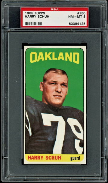 1965 Topps #150  Harry Schuh  RC  PSA 8  Raiders