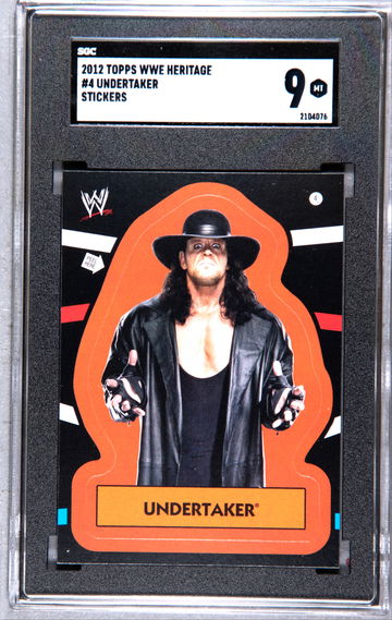 2012 TOPPS HERITAGE WWE THE UNDERTAKER STICKER CARD #4 SGC 9