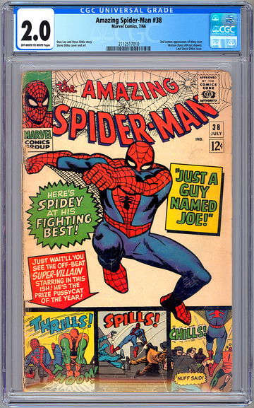 AMAZING SPIDER-MAN #38 CGC 2.0 *FINAL DITKO ASM* MARY JANE WATSON 2ND APP 1966