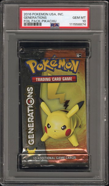 2016 Pokemon Usa, Inc. Generations Foil Pack Pikachu Foil Pack PSA 10