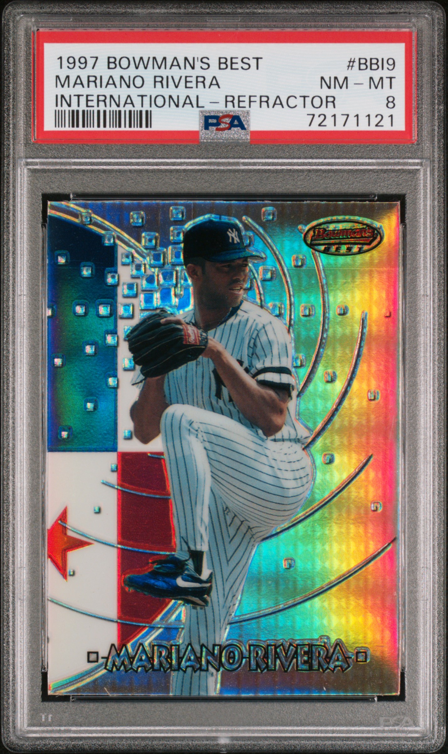 1997 Bowman's Best International Mariano Rivera #BBI9 Refractor PSA 8
