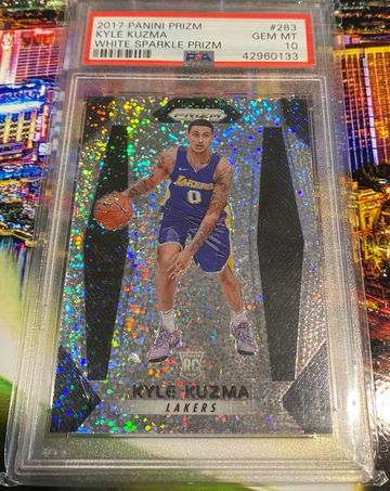 2017 panini prizm #283 Kyle kuzma white sparkle prizm gem mt 10 /20