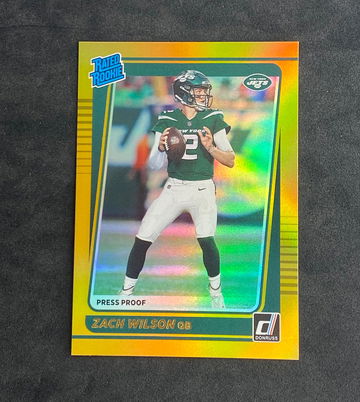 2021 Donruss Premium Zach Wilson Press Proof Gold Rated Rookie