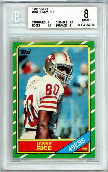 Jerry Rice 1986 Topps #161 RC BGS 8 NM (PSA 8) Cert #0004074219
