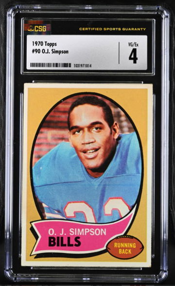 1970 TOPPS #90 O.J. OJ SIMPSON ROOKIE CARD RC HOF CSG 4 BUFFALO BILLS 