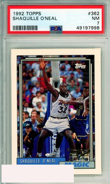 1992 TOPPS SHAQUILLE O NEAL #362 ROOKIE HOF ORLANDO MAGIC PSA NM 7