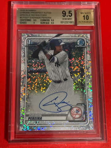 2020 Bowman Chrome Prospects Everson Pereira Speckle Refractors Auto BGS 9.5/10