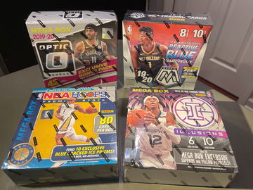 2019-20  NBA Optic, Mosaic, Illusions, Hoops Premium Stock Mega Box Lot