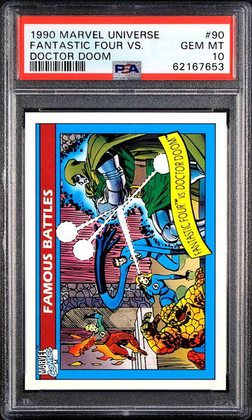 1990 Marvel Universe 🔥 Fantastic Four vs Doctor Doom #90 🔥 PSA 10 GEM (POP 17)
