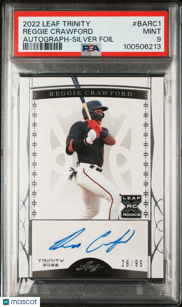 2022 Leaf Trinity Autograph Reggie Crawford #BARC1 Silver Foil /99 PSA 9