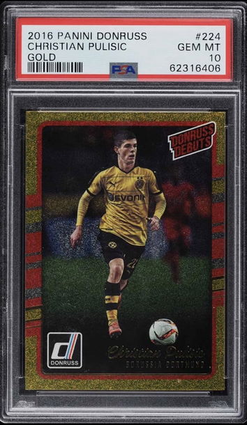 2016 Panini Donruss Christian Pulisic Gold Rookie #224 PSA 10 Gem Mint *pop 77
