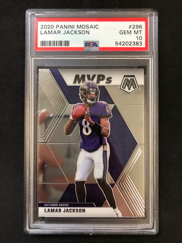 2020 Panini Mosaic - Lamar Jackson - MVPs Base PSA 10 Gem Mint