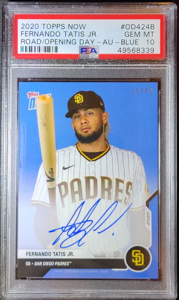 2020 Topps Now RTOD Fernando Tatis Jr Blue Auto PSA 10 #16/49