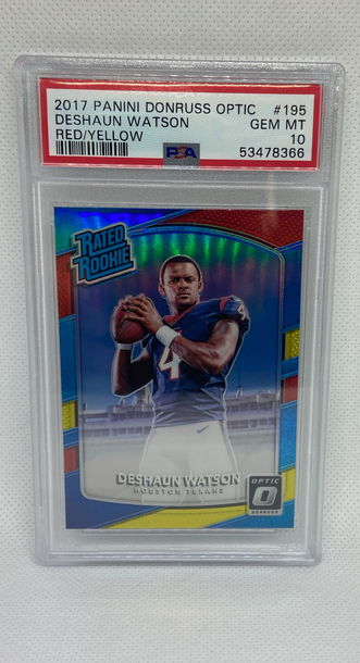 2017 DESHAUN WATSON PANINI DONRUSS OPTIC #195 RED/YELLOW PSA 10 QTY