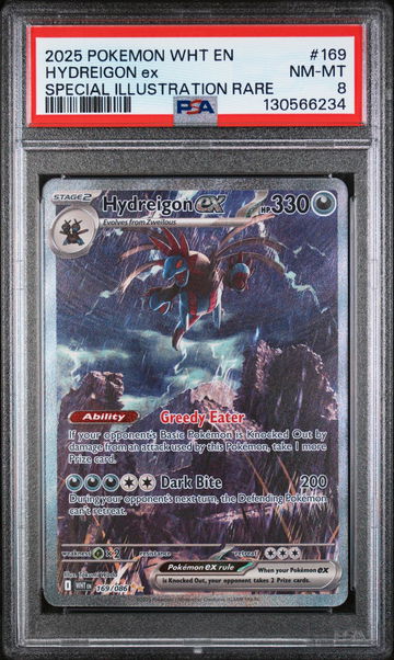 2025 Pokemon White Flare Special Illustration Rare Hydreigon Ex #169 PSA 8