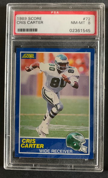1989 Score HOF Cris Carter RC #72 PSA 8 NM-MT
