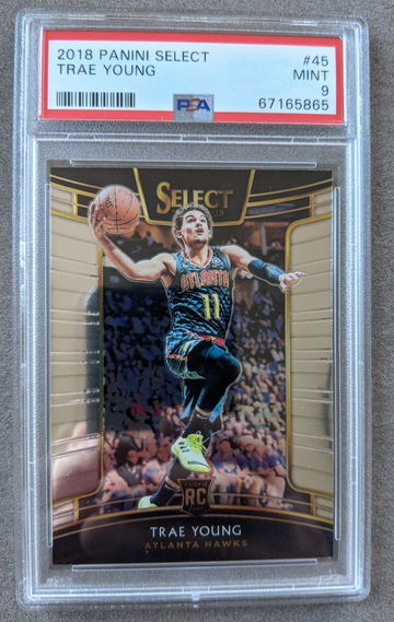 2018 PANINI SELECT #45 TRAE YOUNG RC PSA 9 ROOKIE CONCOURSE Hawks