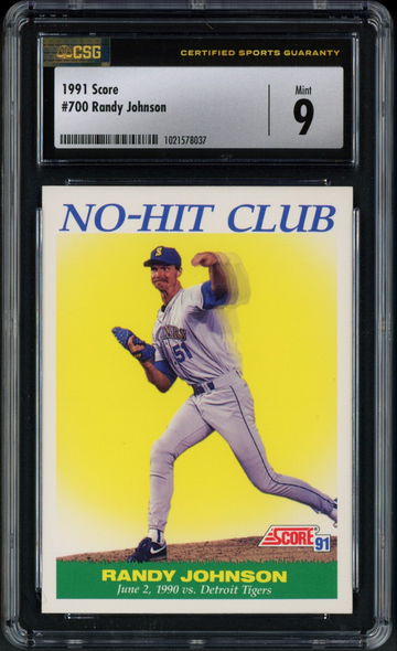 1991 Score Randy Johnson No-Hit Club #700 CSG 9 Mint Seattle Mariners