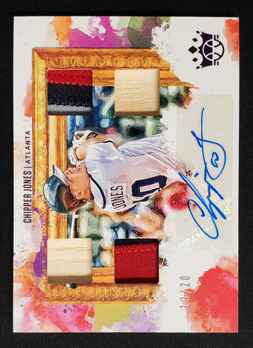 2020 Panini Diamond Kings Chipper Jones #DKQ-CJ FOTL Purple Quad Relic Autograph #19/20 Game Worn/Used Materials